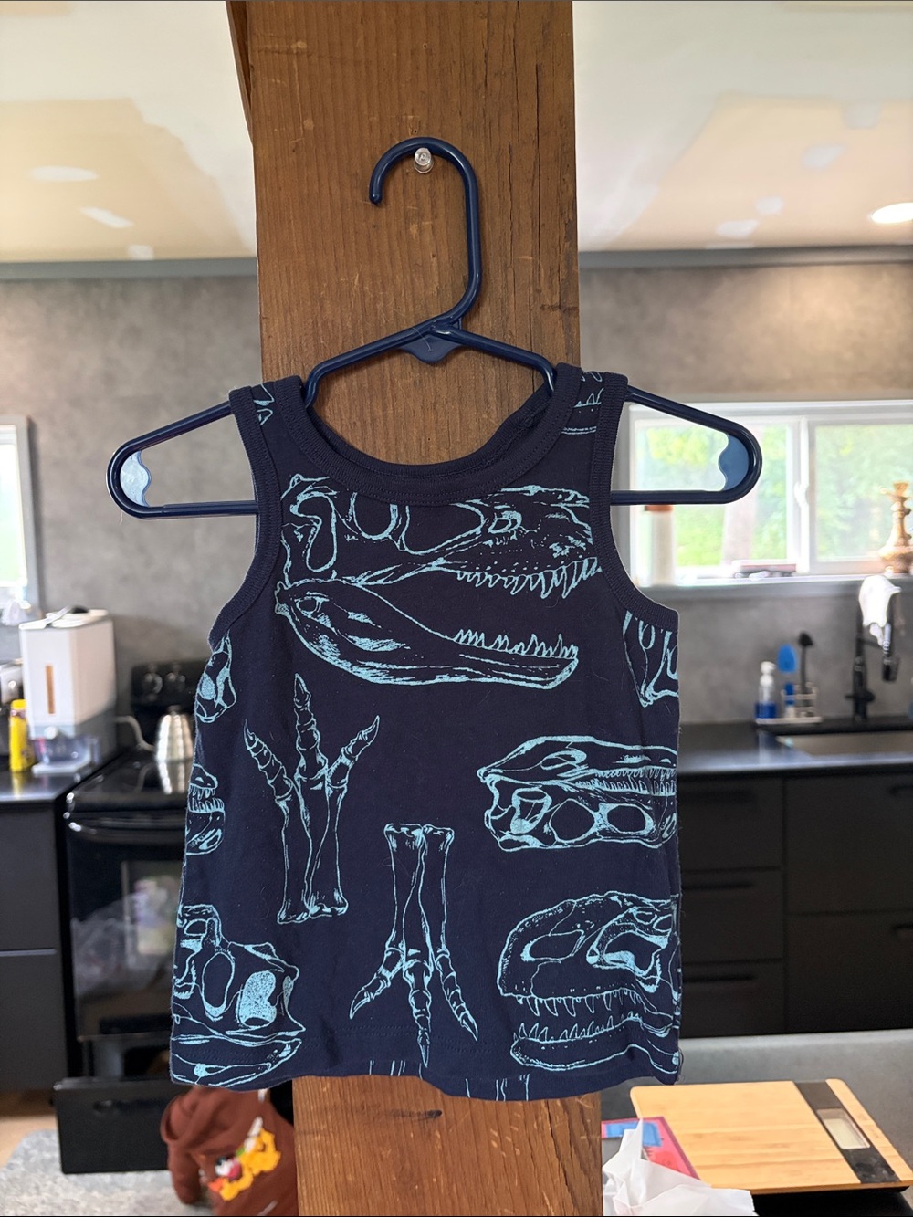 Falls Creek Navy Tank Top with Turquoise Dinosaur Skull Print
